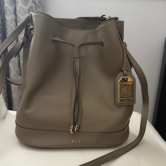 NWOT Ralph Lauren Olive Leather Shoulder Bag - Picture 1 of 5